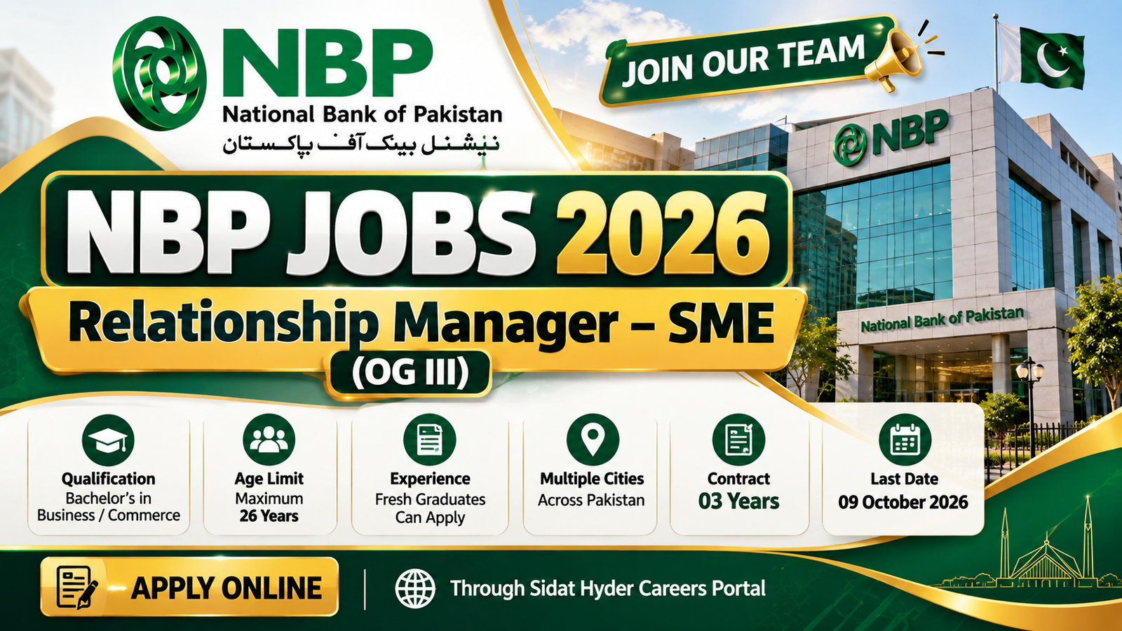 NBP Jobs 2026 Relationship Manager SME OG III